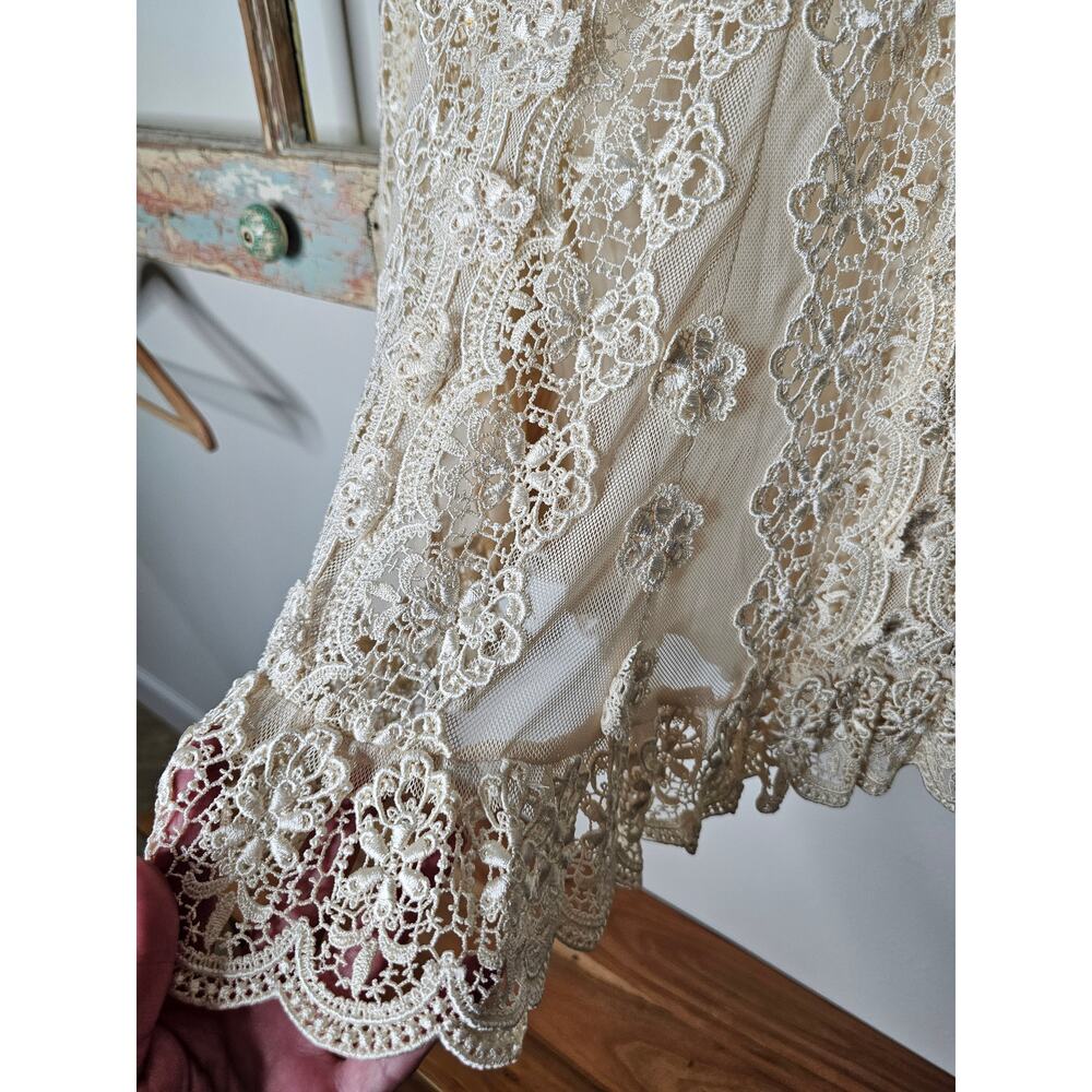 Antonio Melani Women's Ivory Lined A-line Lace Skirt Size 4 - Picture 5 of 10